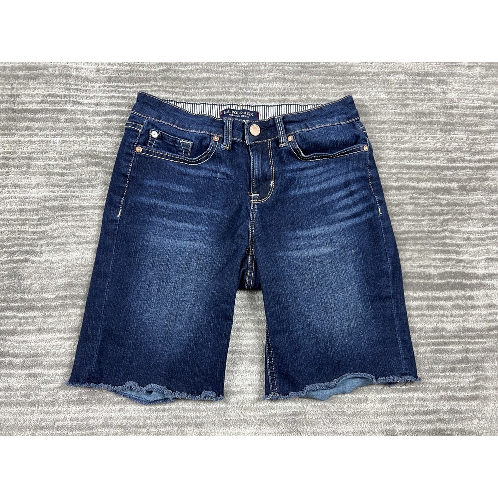 U.S.‎ Polo Assn Shorts Womens 2 Blue Cut off Bermuda Cotton Blend